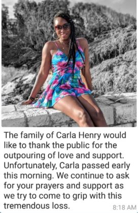 CARLA HENRY LOSES HER BATTLE WITH DEBILITATING ILLNESS - ABS TV Radio