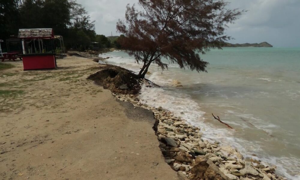 SWELLS ERODE SECTIONS OF FORT JAMES BEACH
