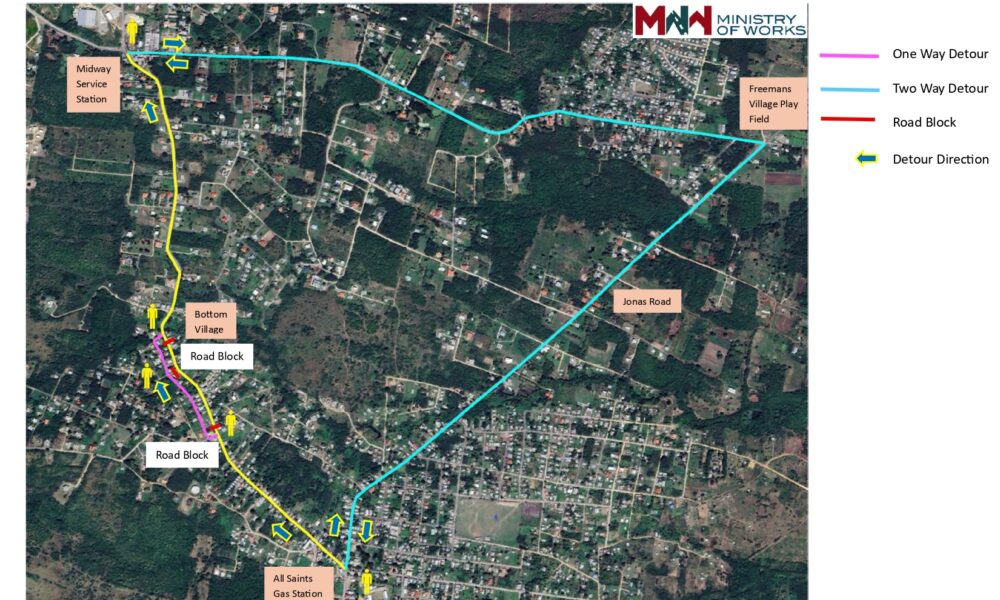NOTICE: Detour at Midway Service Station and All Saints Service Station